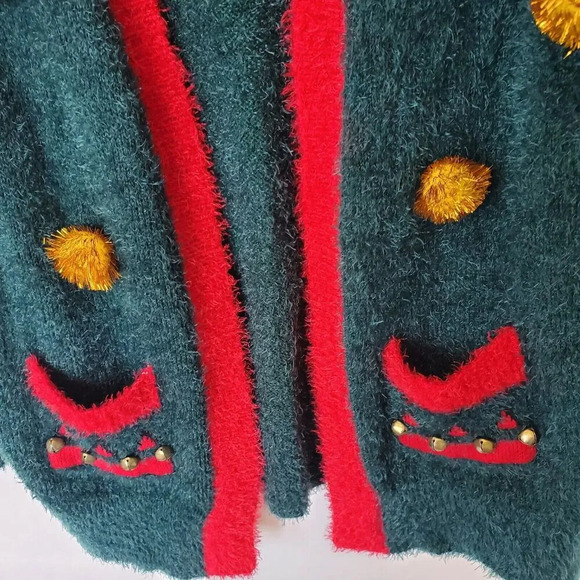 Blizzard Bay Vintage Christmas Ugly Knit Open Cardigan Sweater Size Small Pocket - Picture 9 of 13